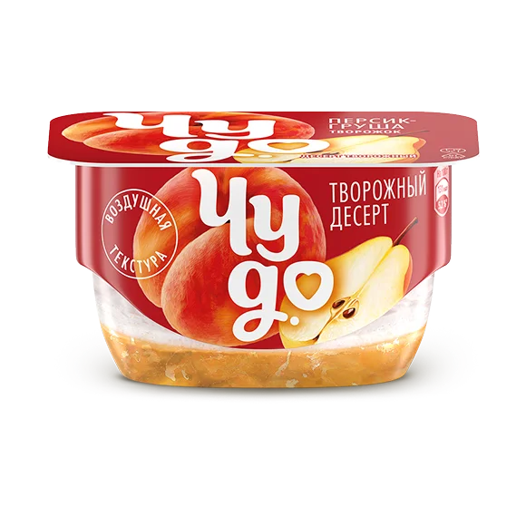 Творожный десерт персик-груша